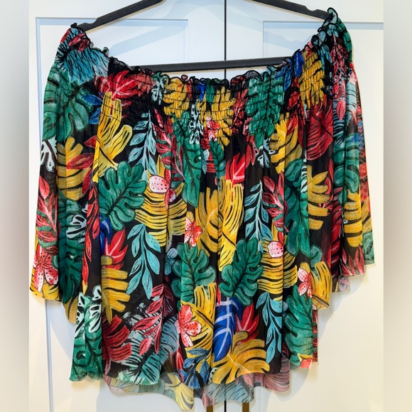 ZARA Off- Shoulder Tropical Floral Top - Picture 7 of 9
